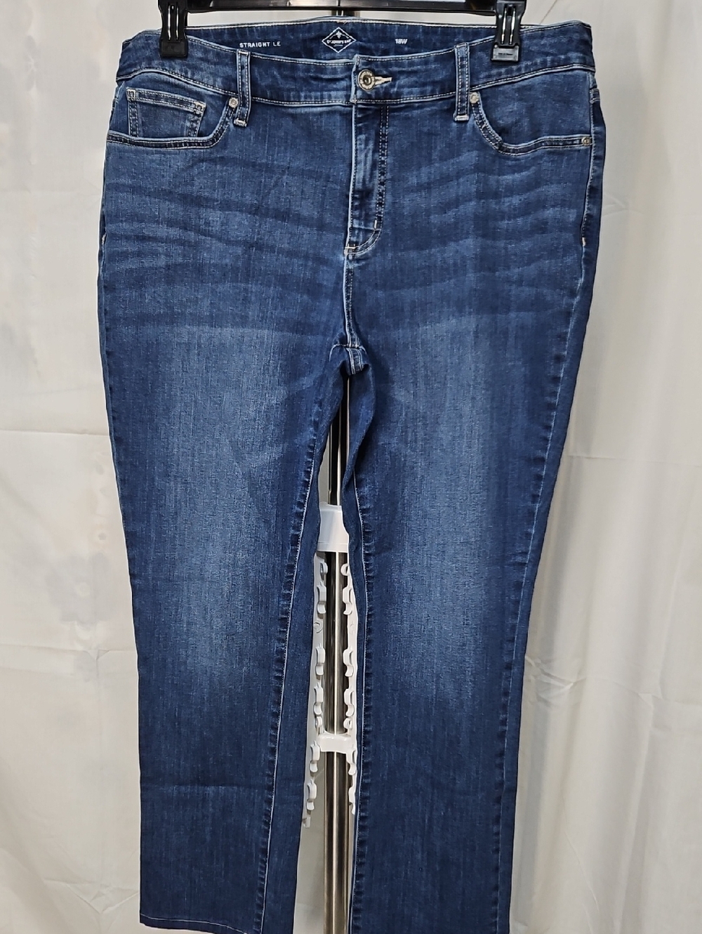St. John's Bay Women's Straight Leg Jeans in Dark Blue Denim